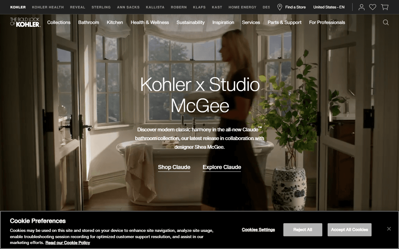 Kohler sponsor landing page advertised on They Walk Among Us - UK True Crime
