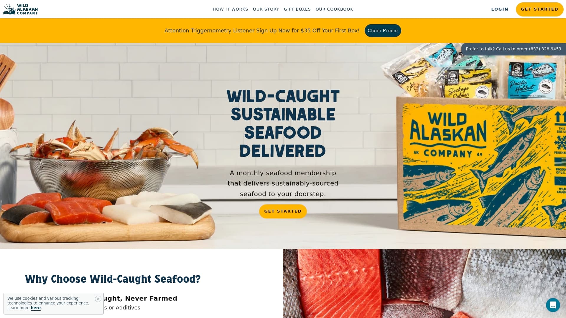 Wild Alaskan Company sponsor landing page advertised on TRIGGERnometry