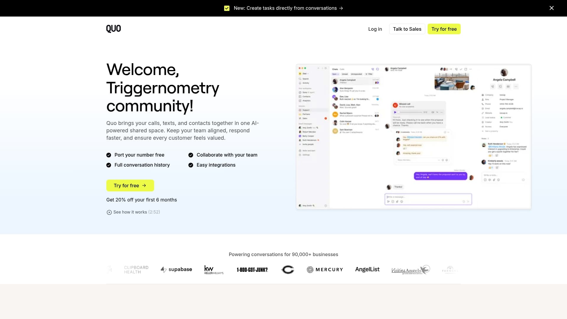 Quo sponsor landing page advertised on TRIGGERnometry
