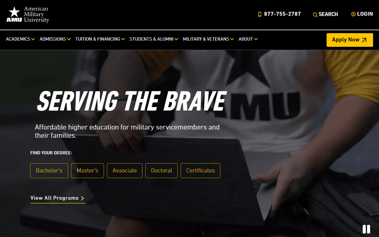 American Military University sponsor landing page advertised on Two Ts In A Pod with Teddi Mellencamp and Tamra Judge