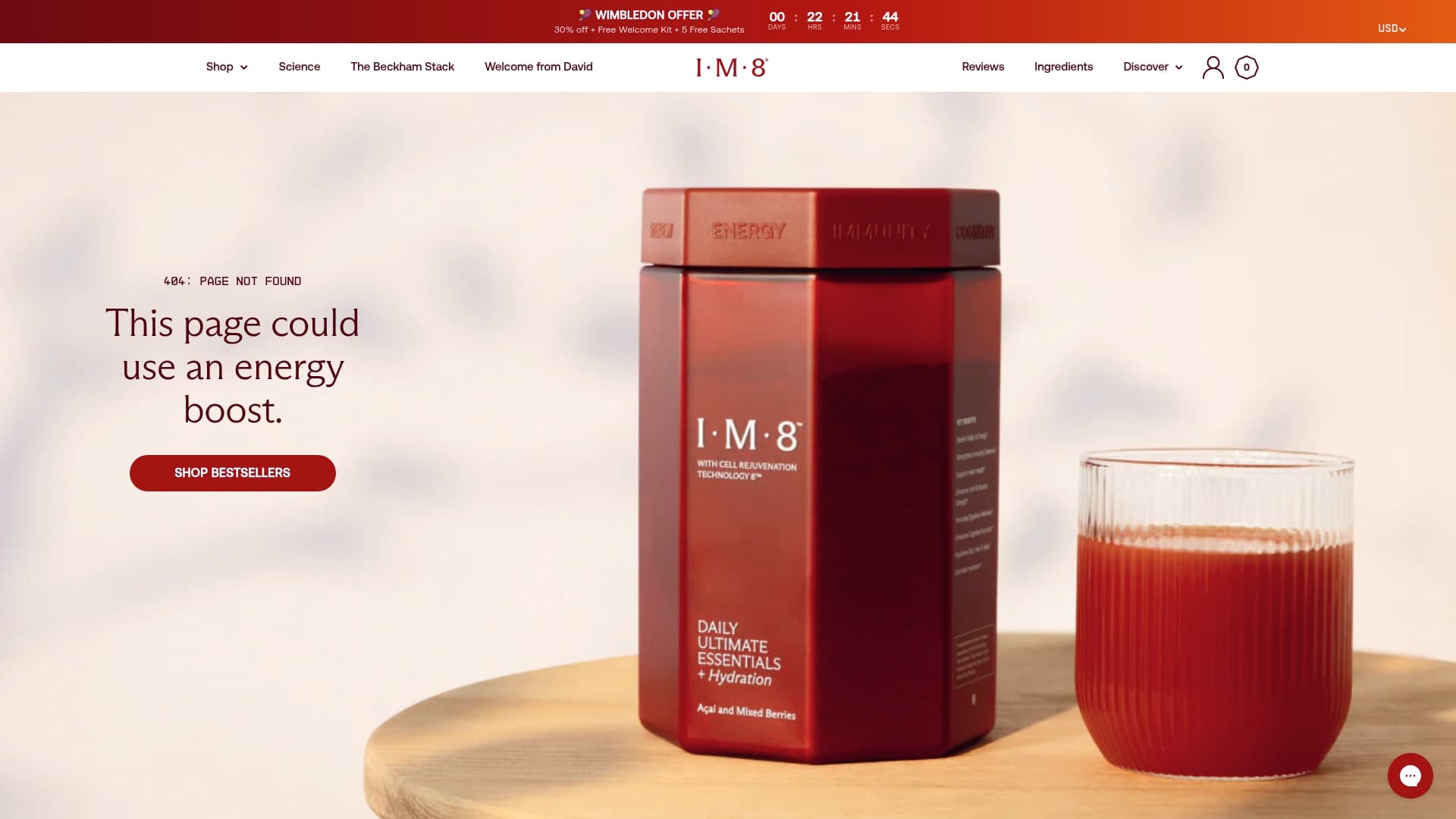 IM8 sponsor landing page advertised on The Prof G Pod with Scott Galloway