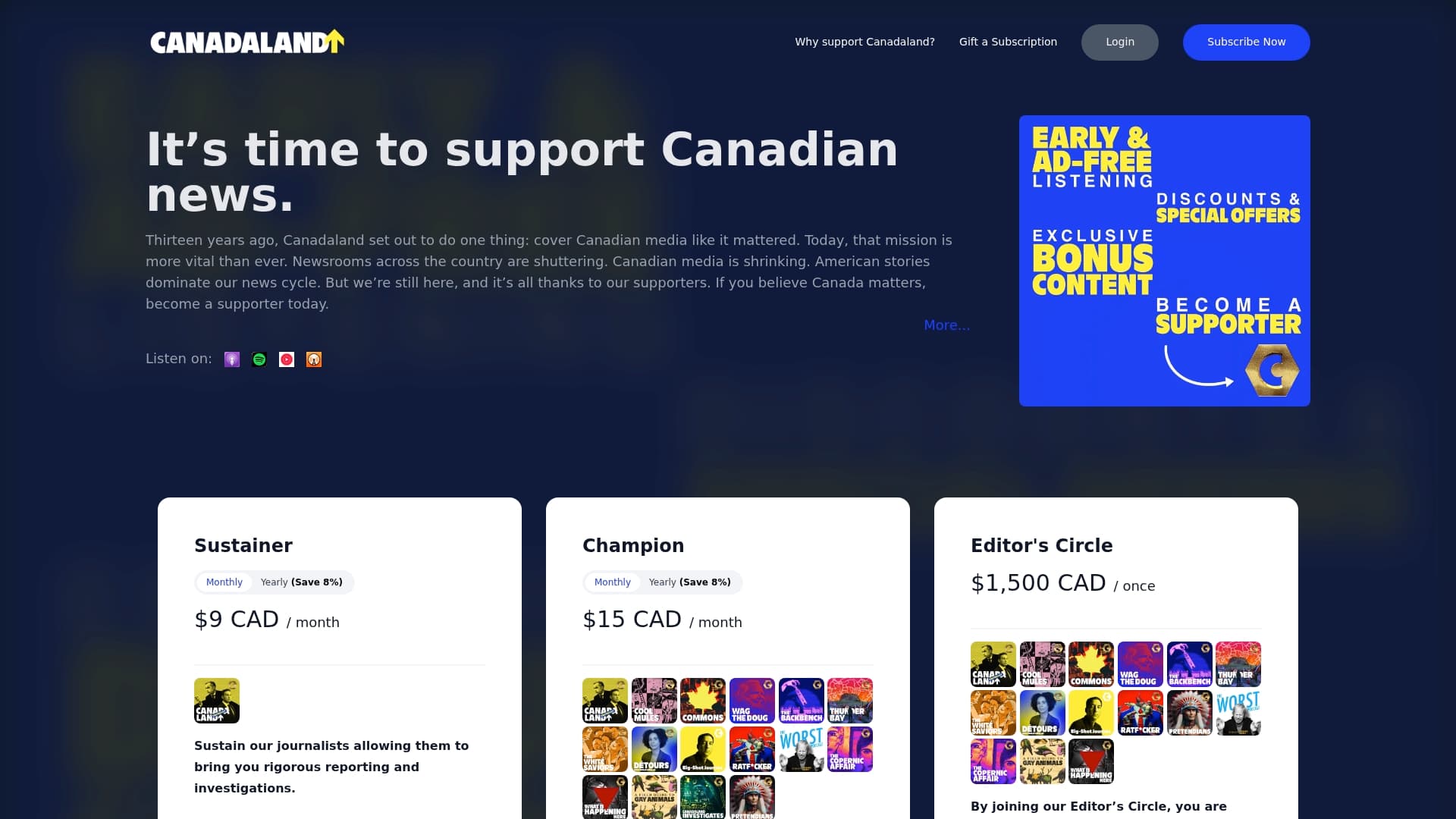 Canadaland sponsor landing page advertised on CANADALAND