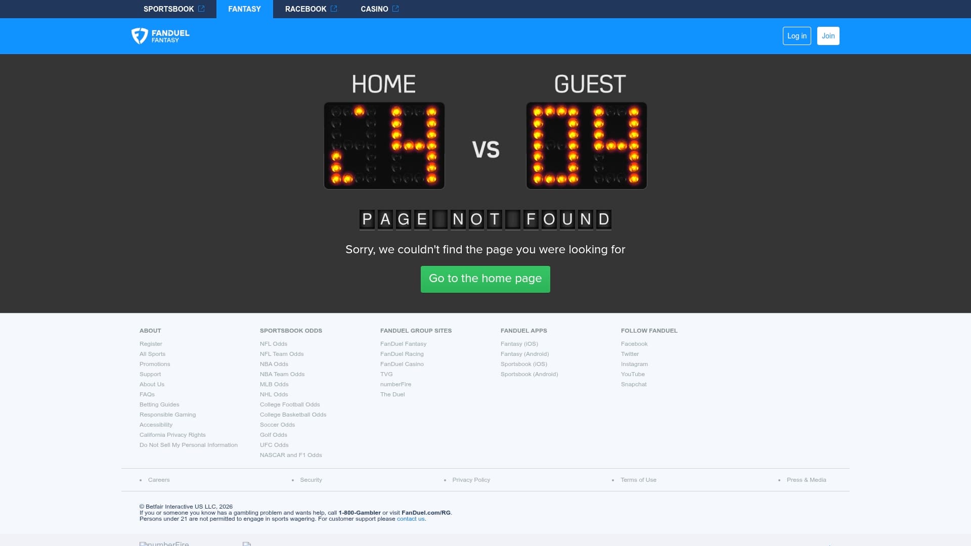 FanDuel sponsor landing page advertised on The Pat McAfee Show