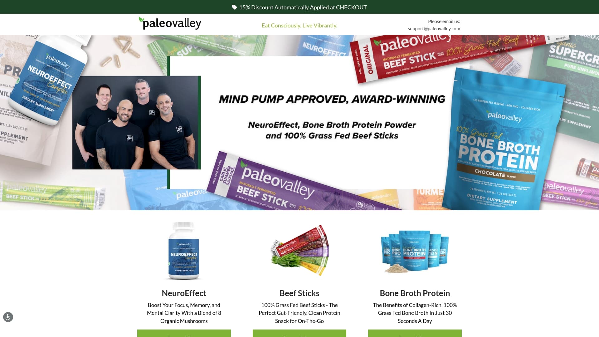 Paleo Valley sponsor landing page advertised on Mind Pump: Raw Fitness Truth