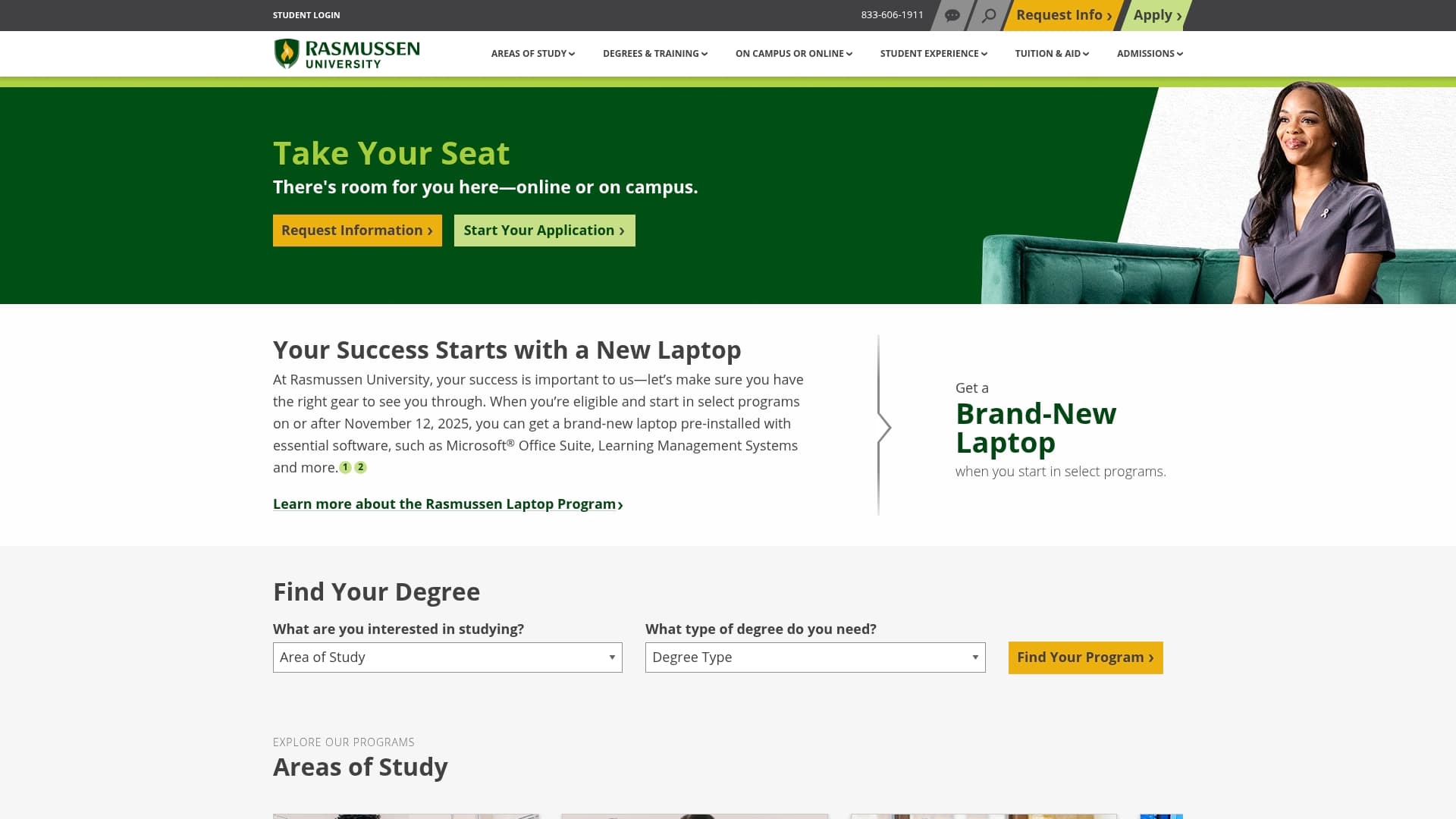 Rasmussen University sponsor landing page advertised on Crime Stories with Nancy Grace
