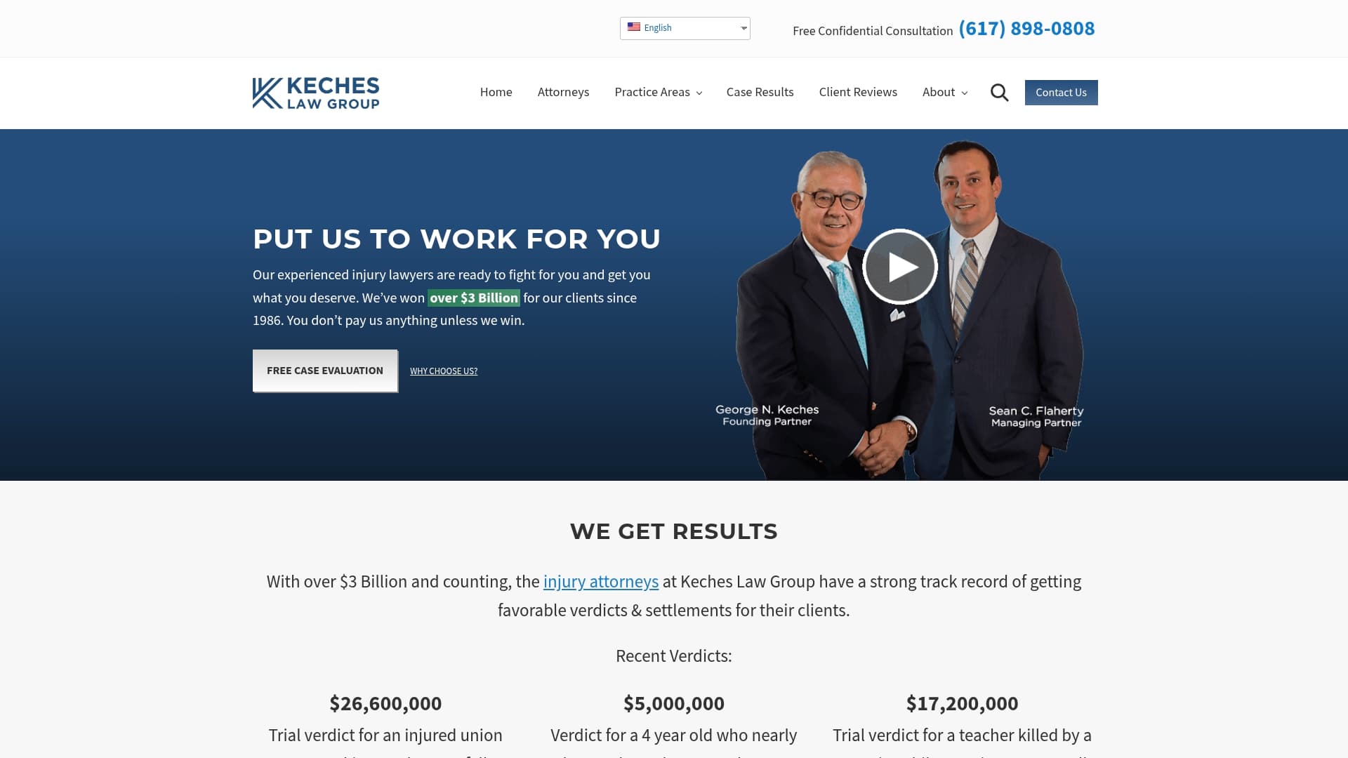 Ketchelaw sponsor landing page advertised on Felger & Massarotti