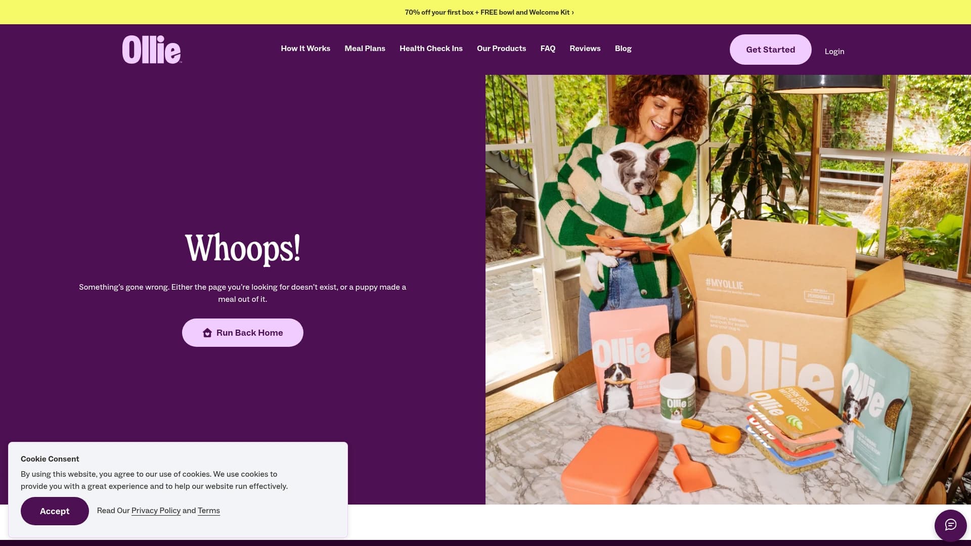 Ollie sponsor landing page advertised on Two Girls One Ghost