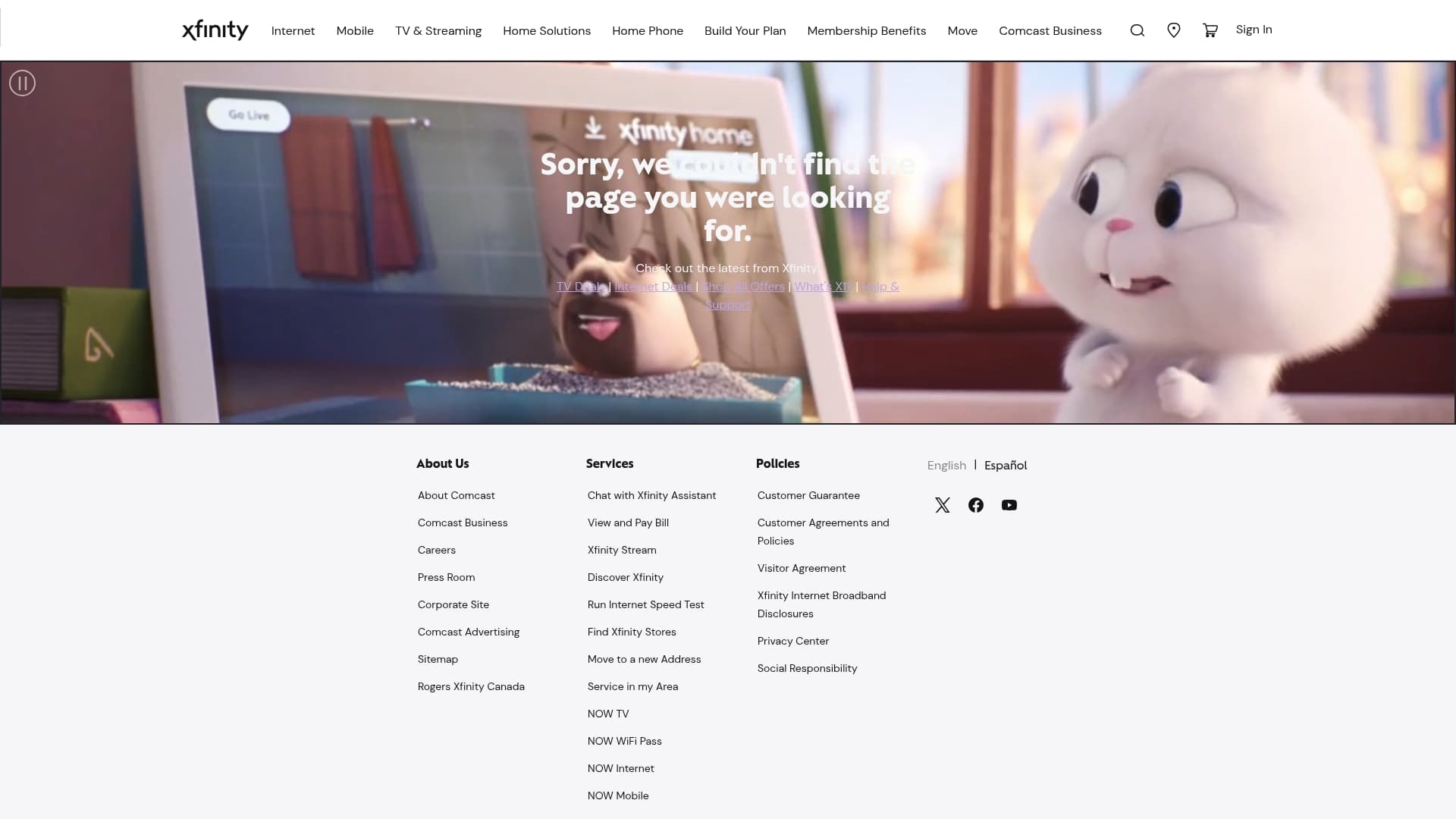 Xfinity sponsor landing page advertised on Morning Wire