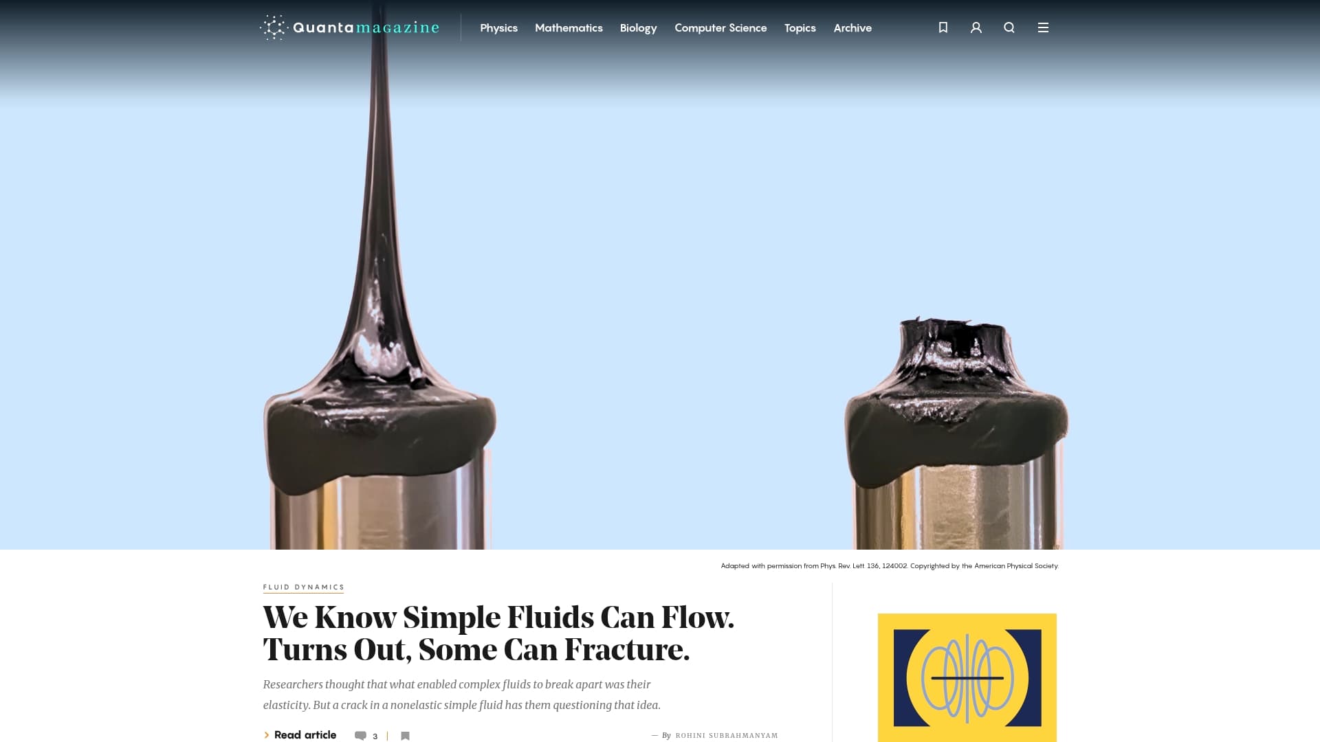 Quanta Magazine sponsor landing page advertised on The Joy of Why