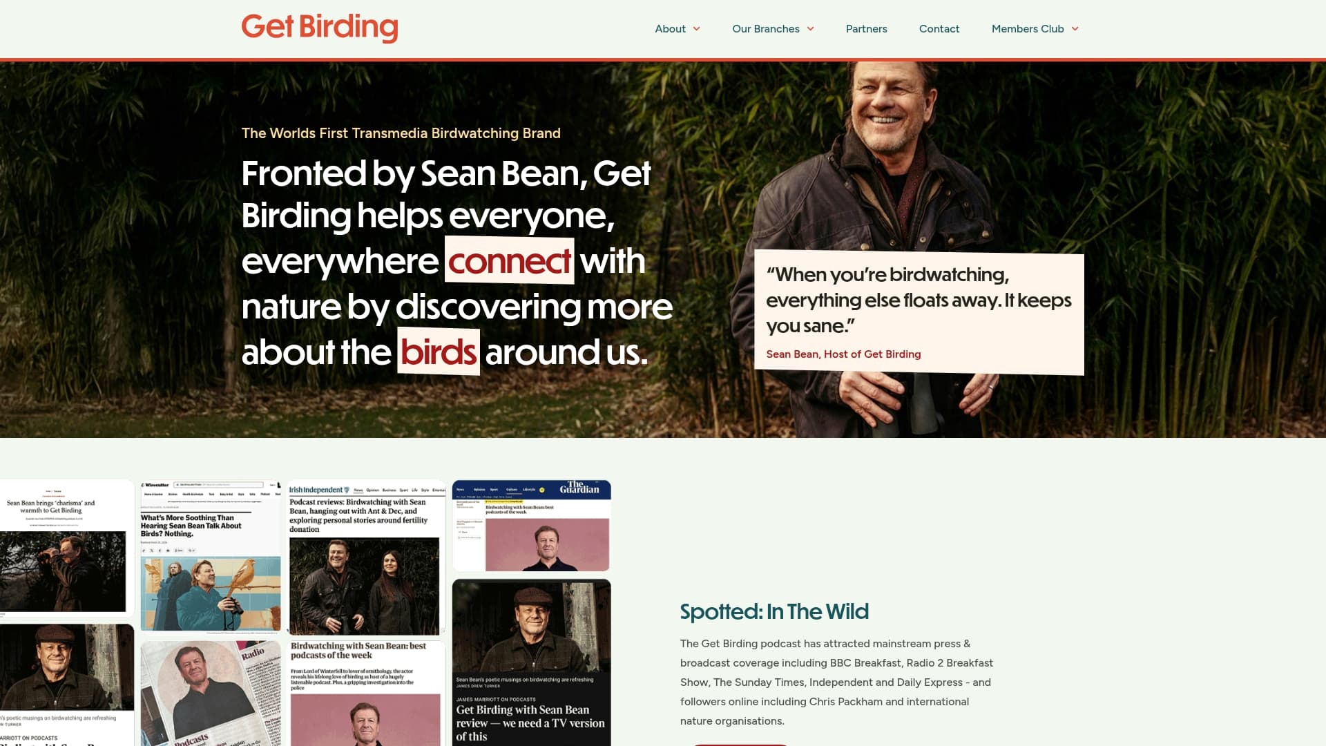 Get Birding Members Club sponsor landing page advertised on Get Birding
