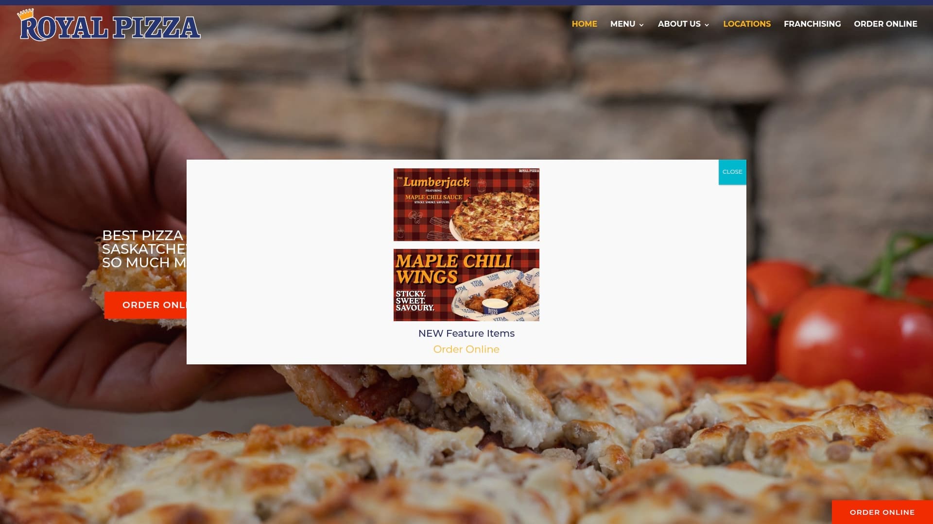 Royal Pizza sponsor landing page advertised on Oilers NOW with Bob Stauffer