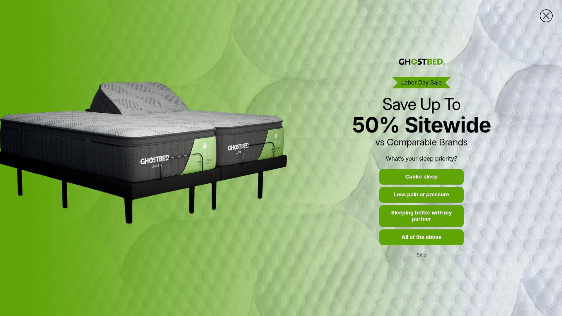 GhostBed sponsor landing page advertised on Steve Deace Show
