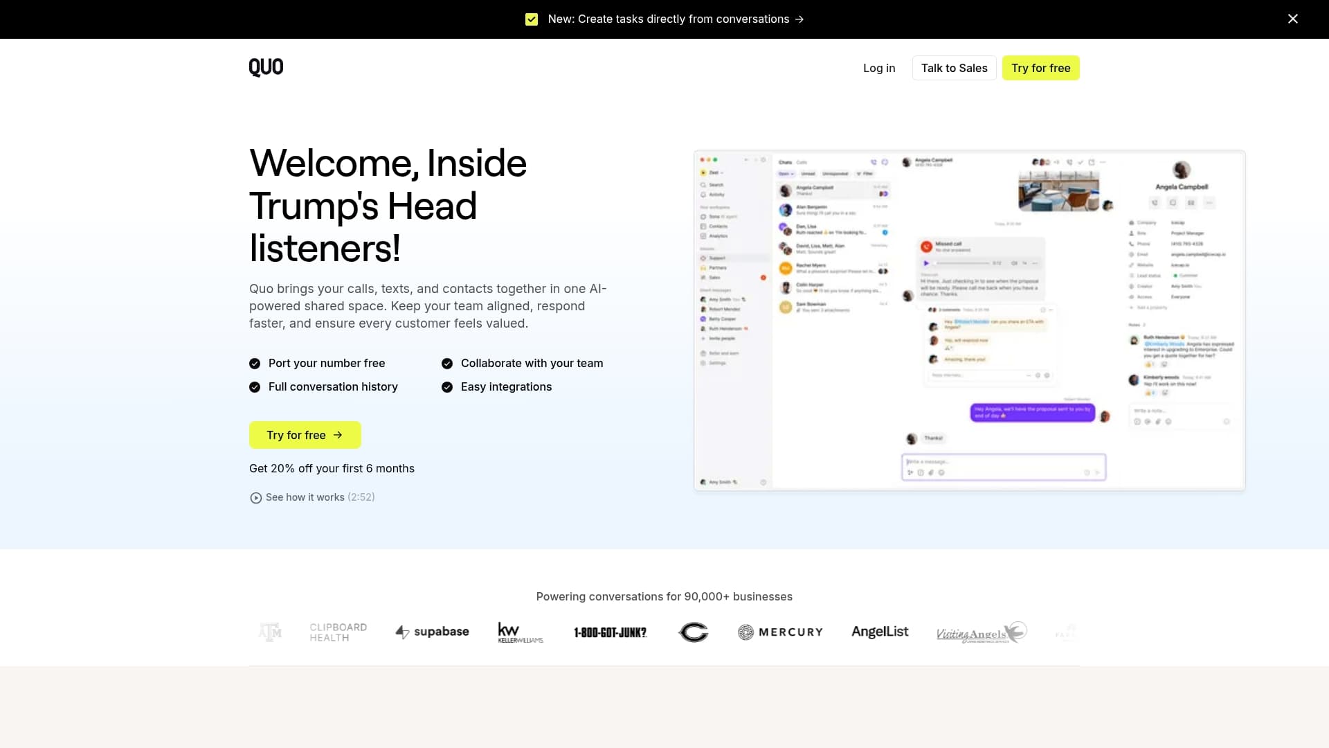 Quo sponsor landing page advertised on The New Abnormal