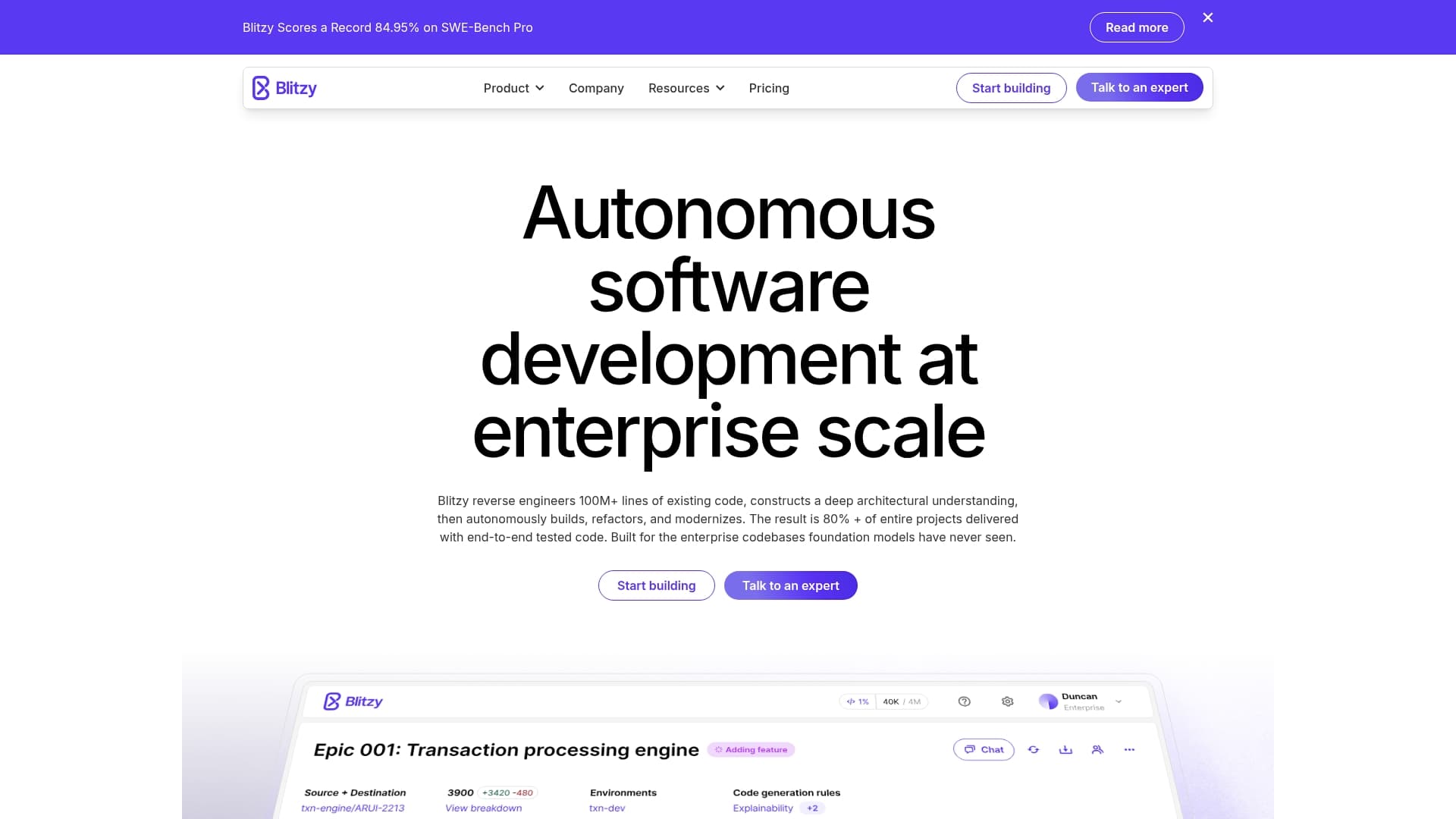 Blitzy sponsor landing page advertised on The AI Breakdown: Daily Artificial Intelligence News and Discussions