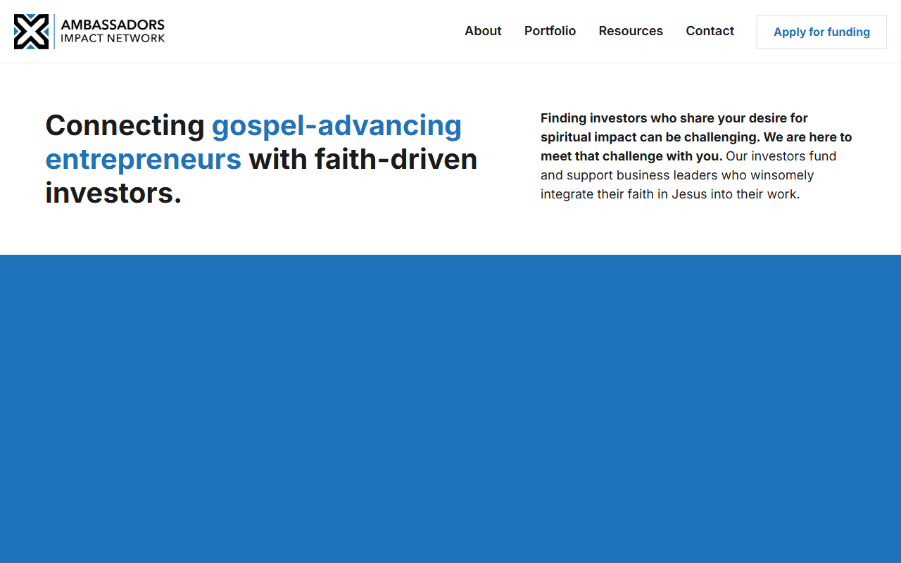 Ambassadors Impact Network sponsor landing page advertised on The World and Everything In It