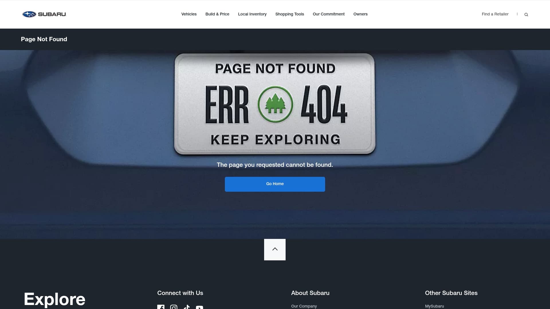 Subaru sponsor landing page advertised on The Big Picture
