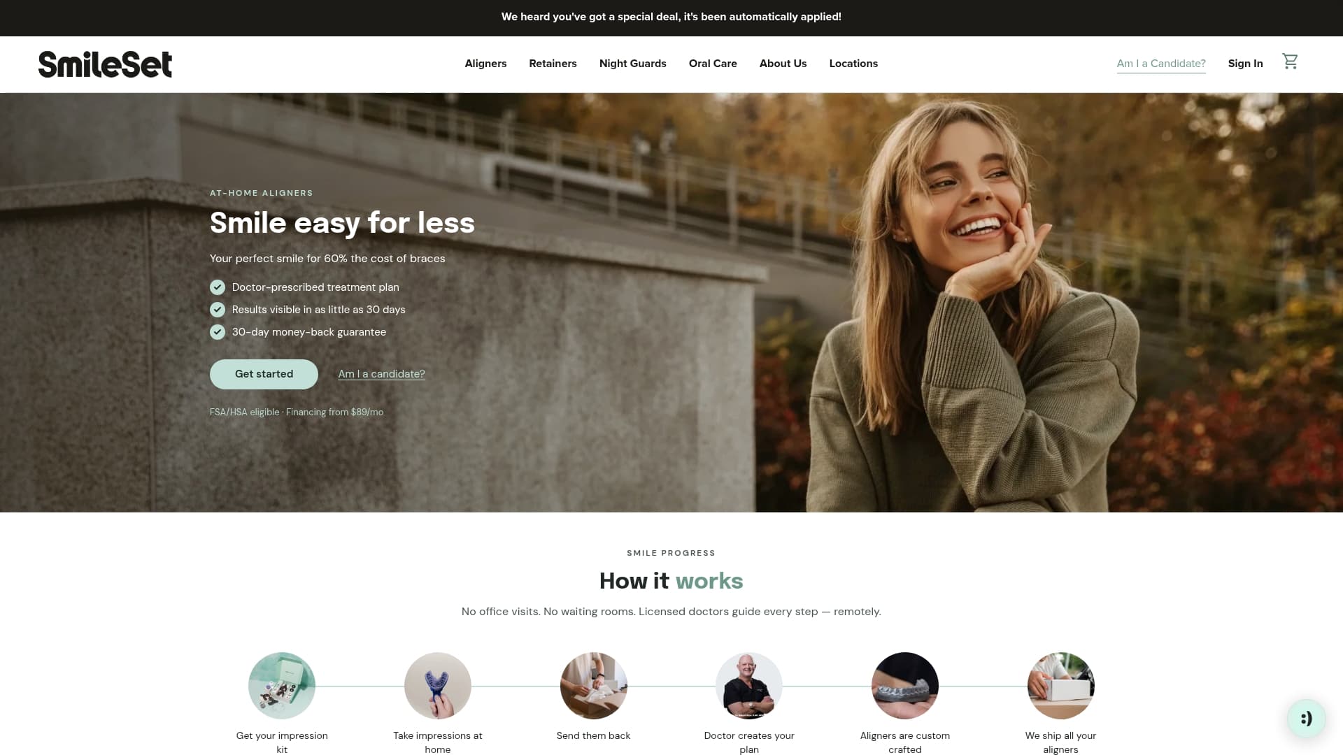 Smile Set sponsor landing page advertised on Small Town Murder
