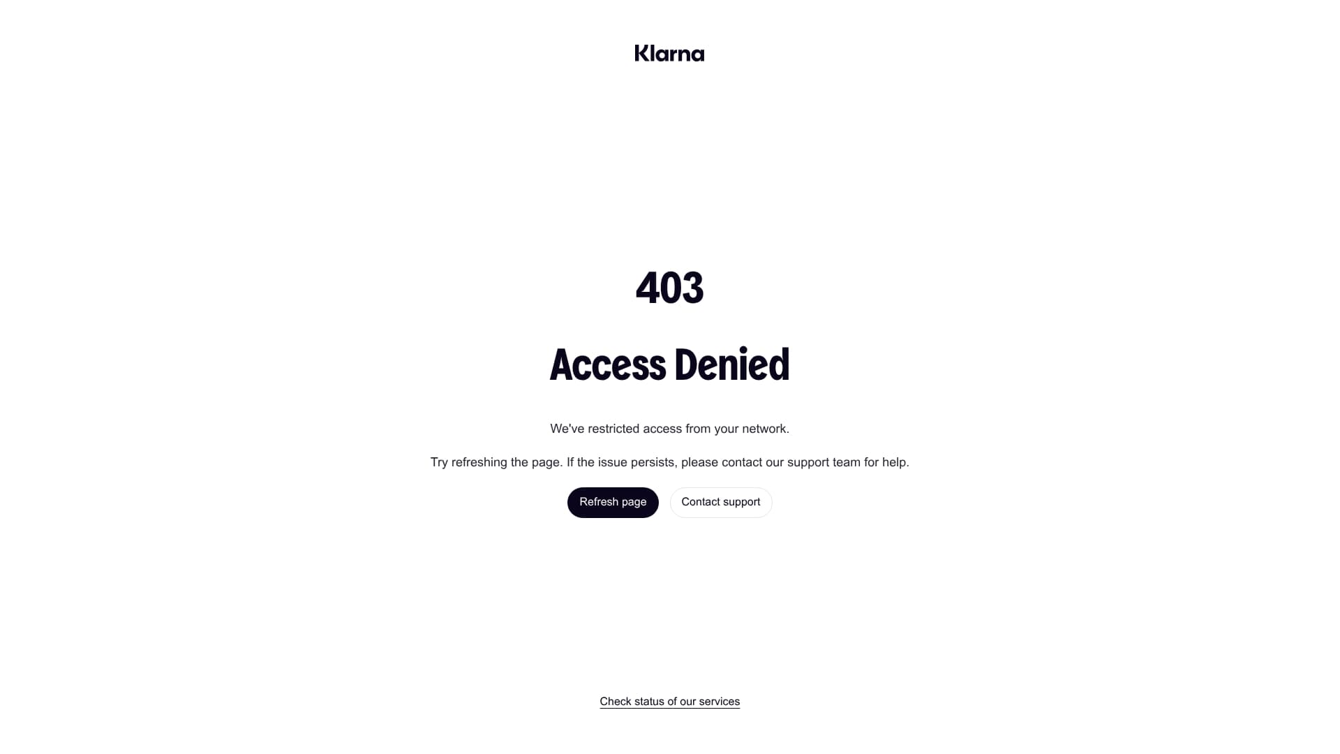 Klarna sponsor landing page advertised on Armstrong & Getty On Demand