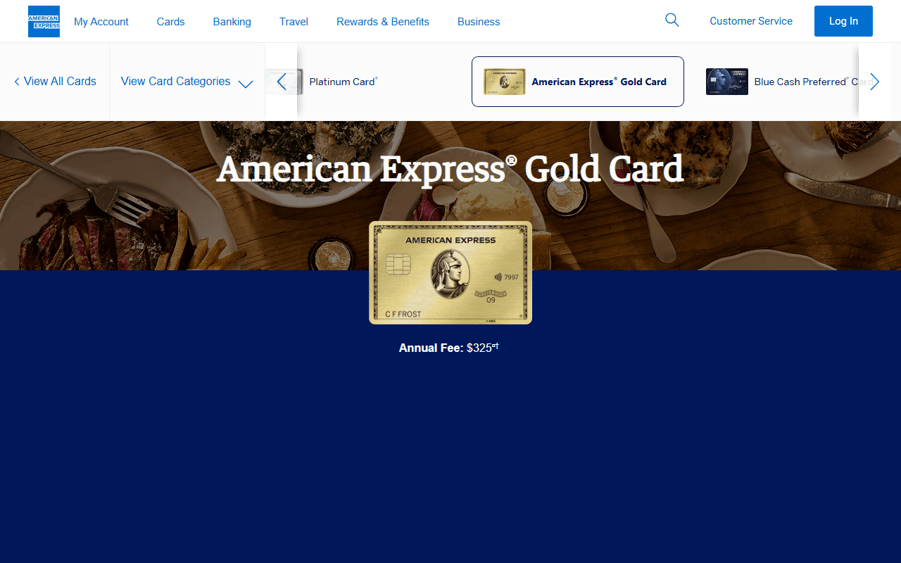 Amex Gold Card sponsor landing page advertised on Felger & Massarotti
