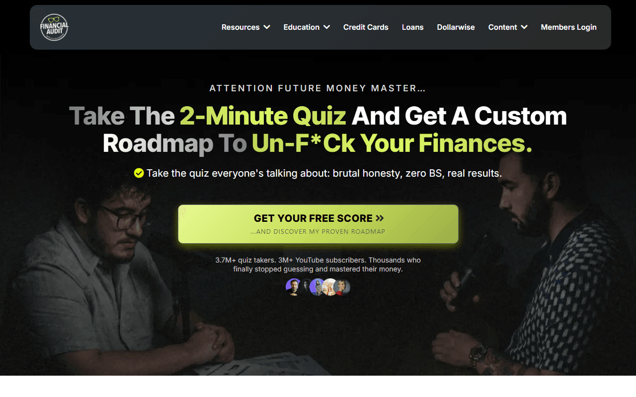 Caleb Hammer Financial Resources sponsor landing page advertised on Financial Audit with Caleb Hammer