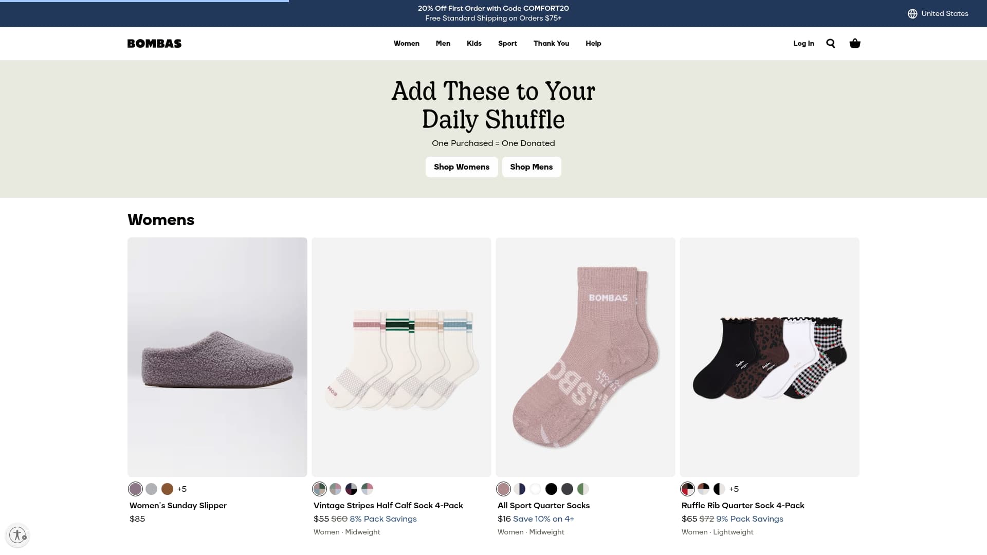 Bombas sponsor landing page advertised on My Favorite Murder with Karen Kilgariff and Georgia Hardstark