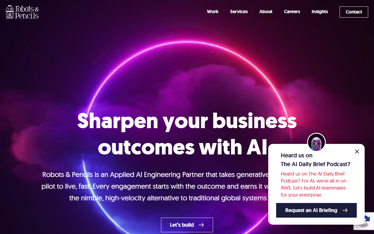 Robots & Pencils sponsor landing page advertised on The AI Breakdown: Daily Artificial Intelligence News and Discussions