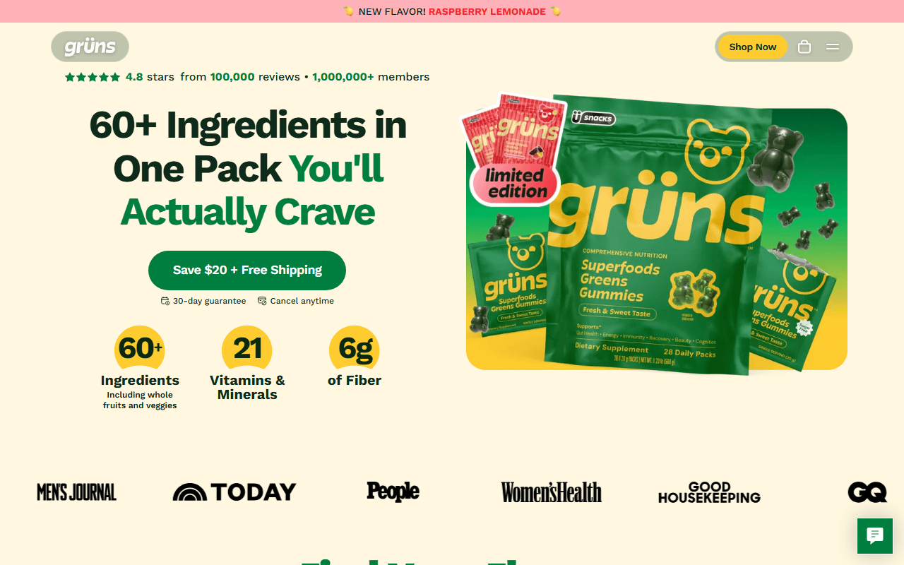 Gruns sponsor landing page advertised on MrBallen Podcast: Strange, Dark & Mysterious Stories