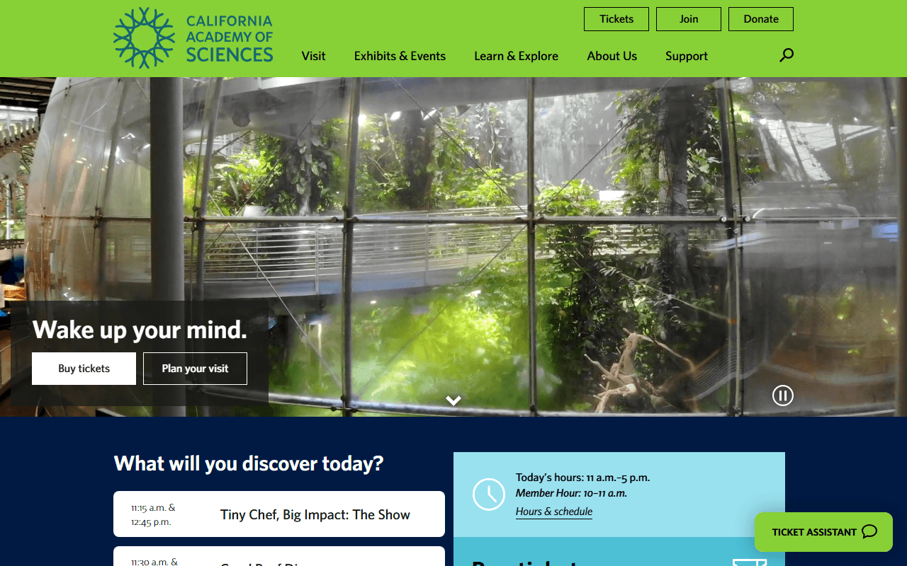California Academy of Sciences sponsor landing page advertised on The Daily