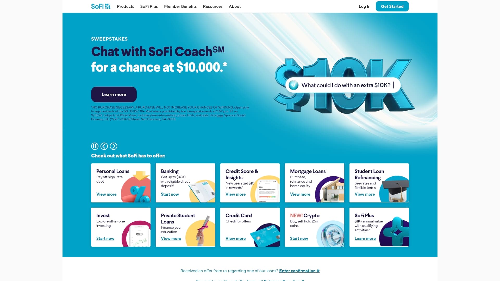 SoFi sponsor landing page advertised on Armchair Expert with Dax Shepard