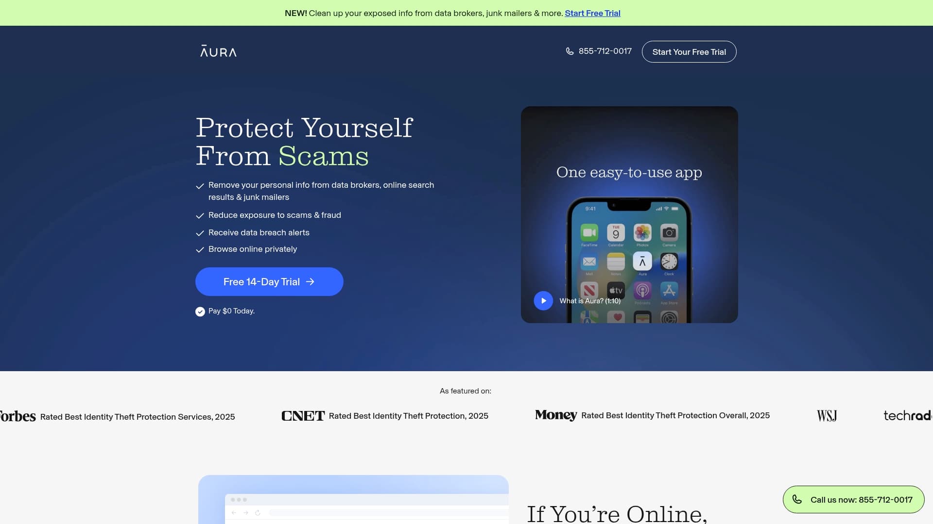 Aura sponsor landing page advertised on The Daily Show: Ears Edition