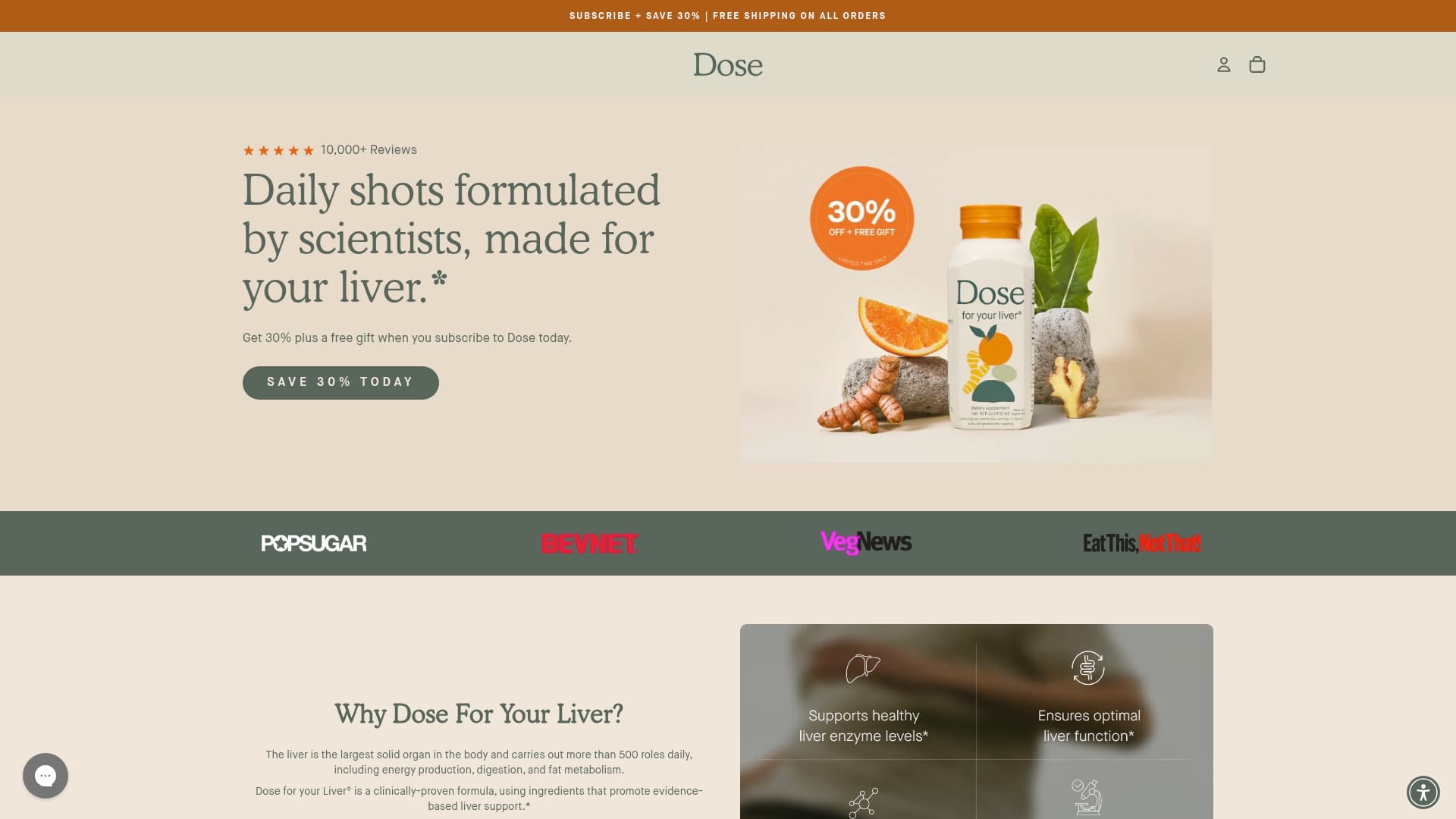Dose sponsor landing page advertised on SERIALously