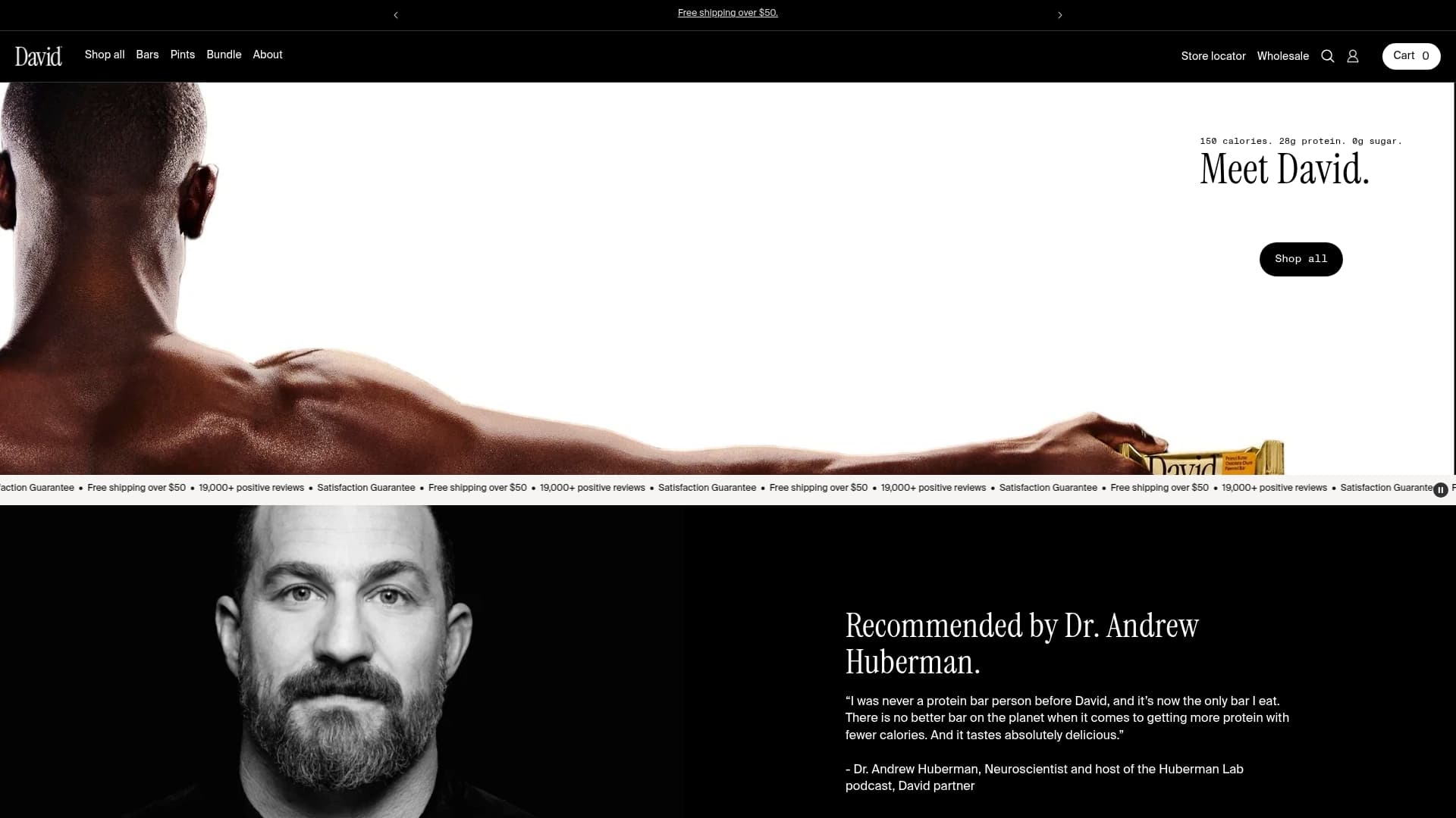 David sponsor landing page advertised on Huberman Lab