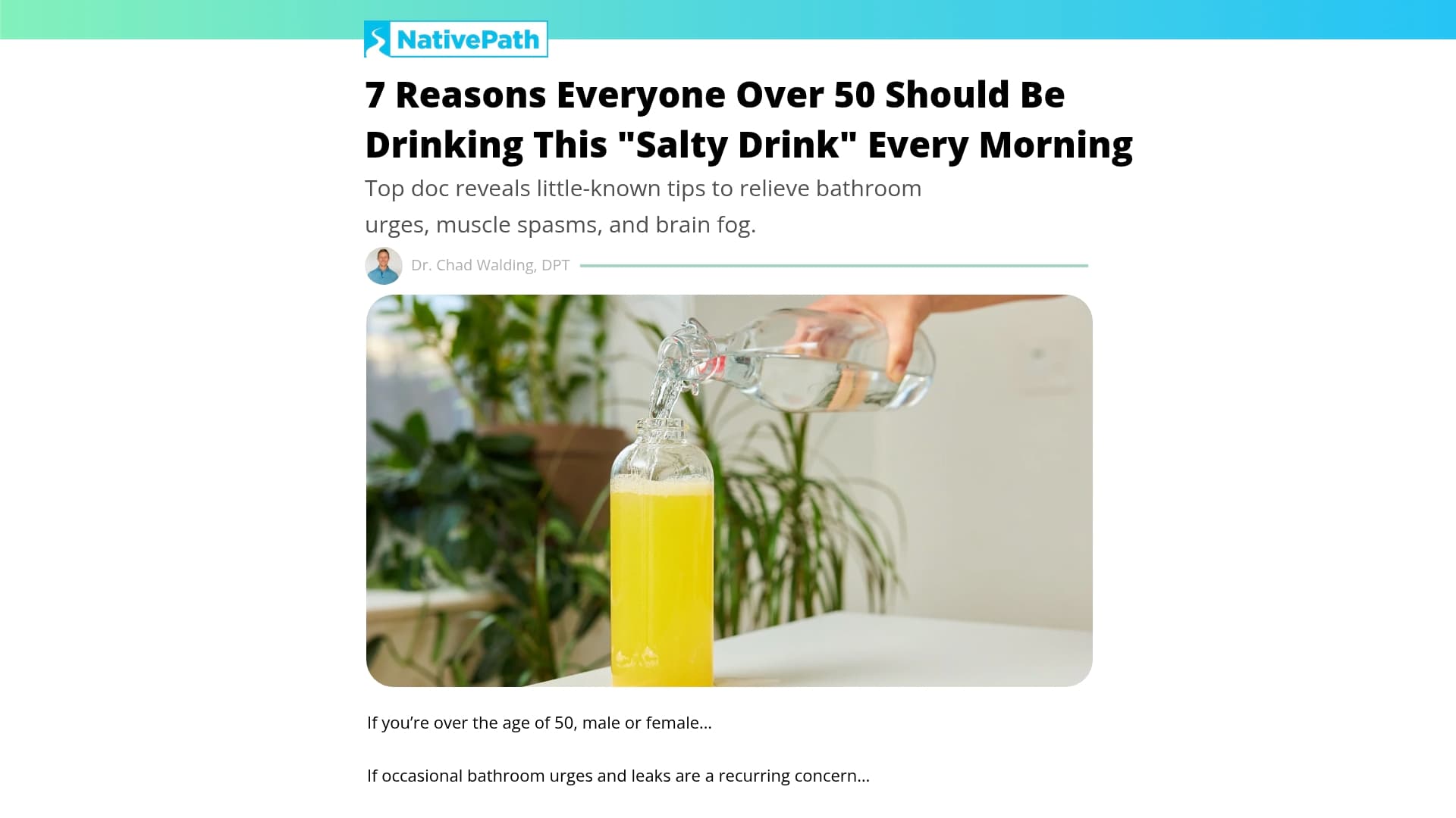 Native Hydrate sponsor landing page advertised on Dr. Laura Call of the Day