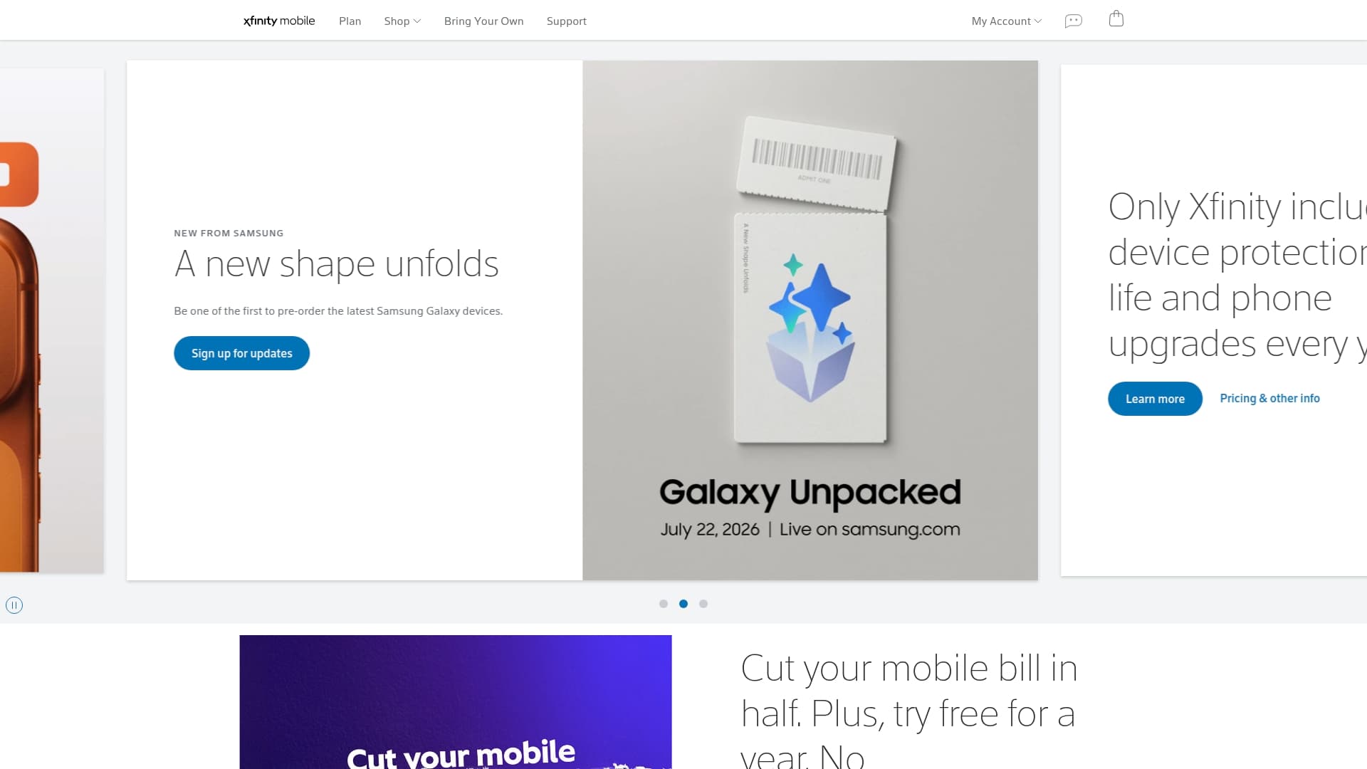 Xfinity Mobile sponsor landing page advertised on The Find Out Podcast