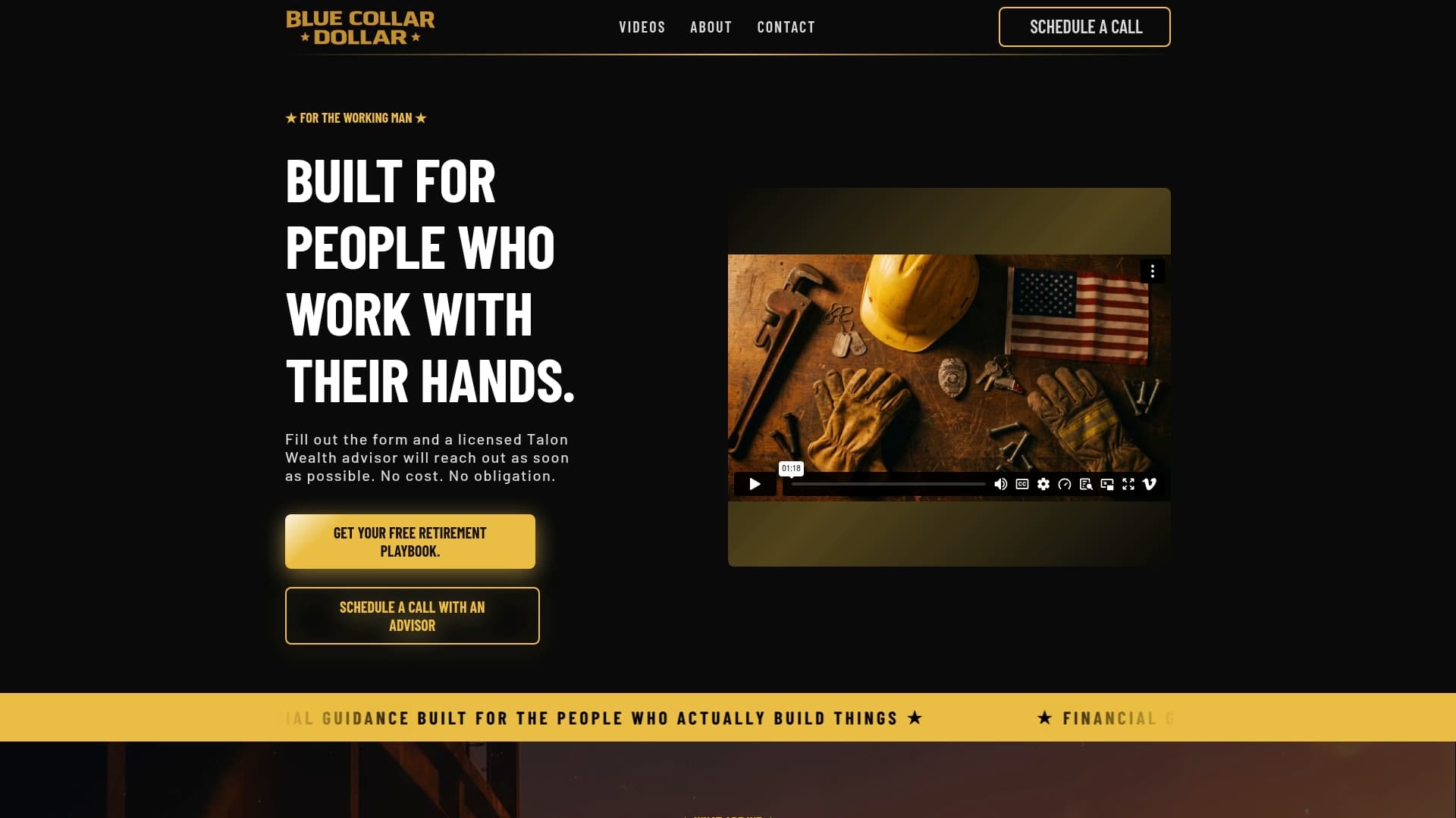 Blue Collar Dollar sponsor landing page advertised on Armstrong & Getty On Demand