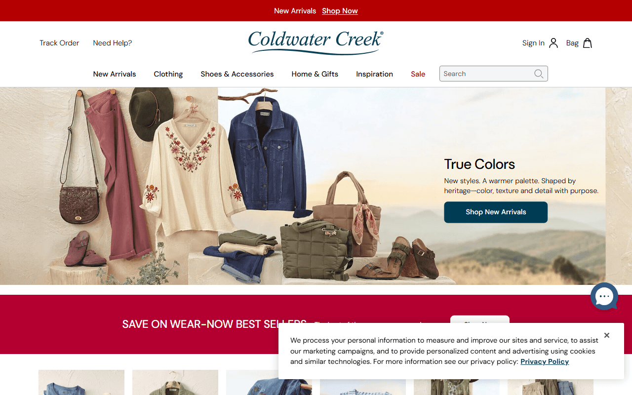 Coldwater Creek sponsor landing page advertised on Armstrong & Getty On Demand