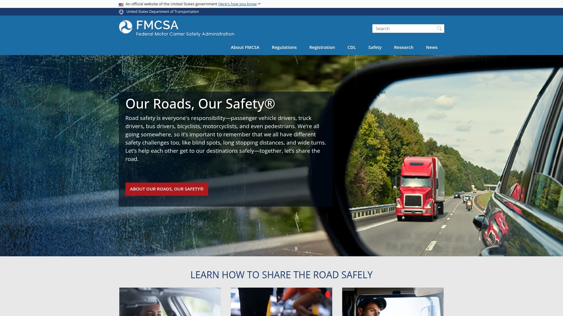 Share The Road Safely sponsor landing page advertised on Newscast