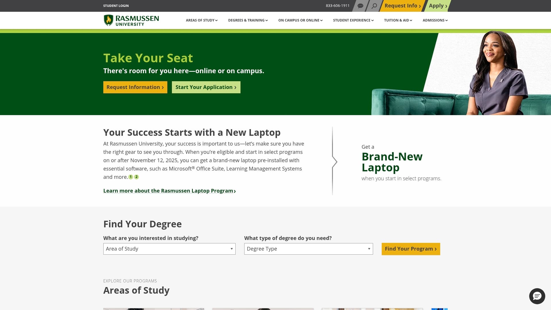 Rasmussen University sponsor landing page advertised on Crime Stories with Nancy Grace