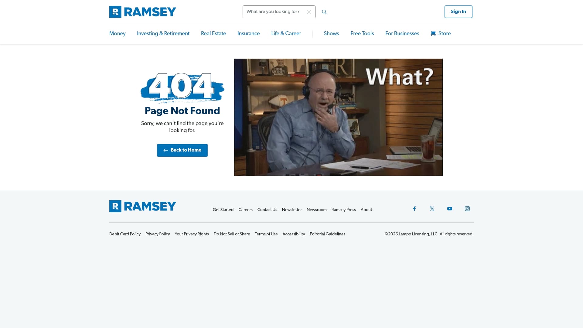 SmartVestor sponsor landing page advertised on The Ramsey Show