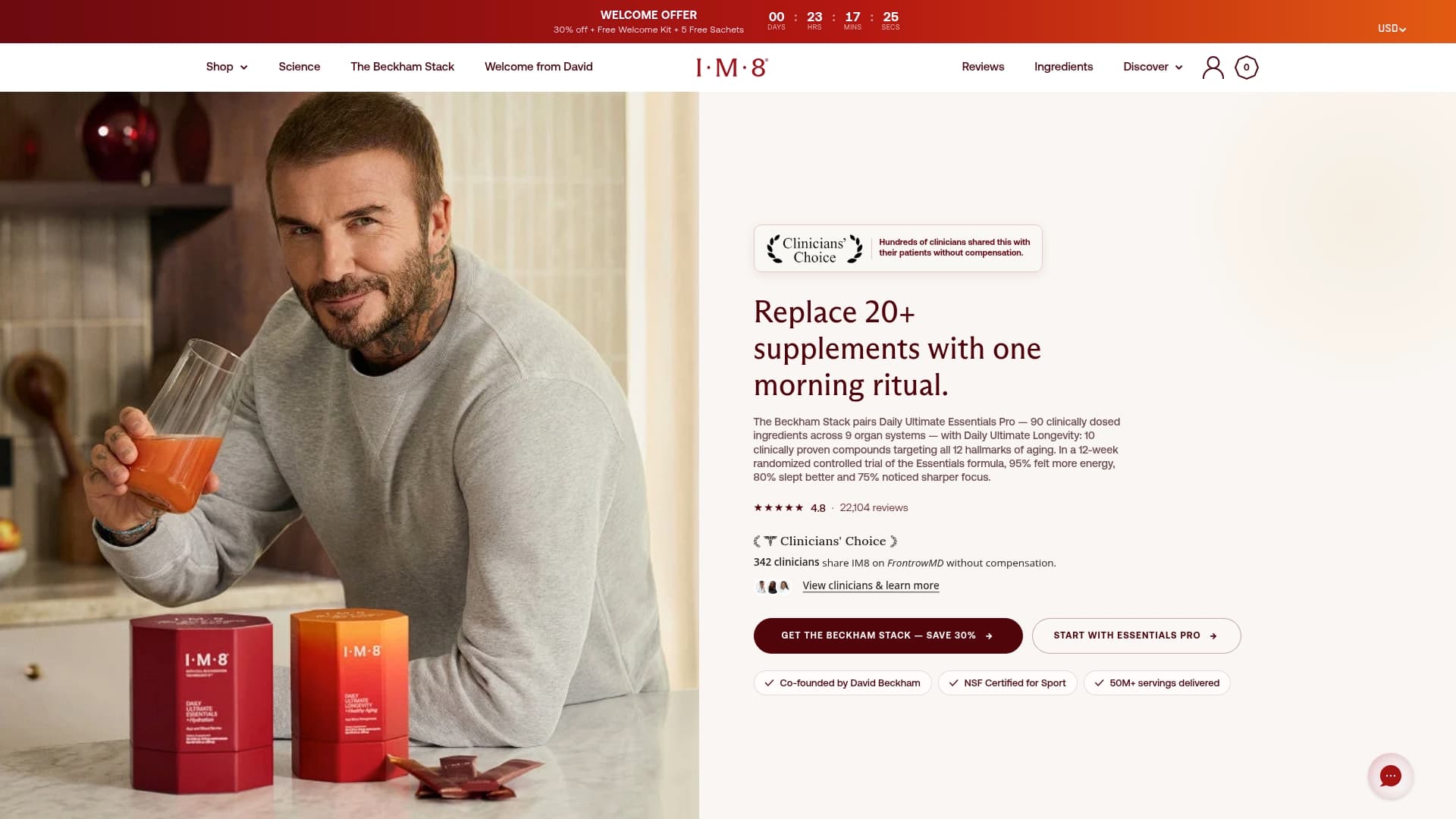 IM8 sponsor landing page advertised on Casefile True Crime