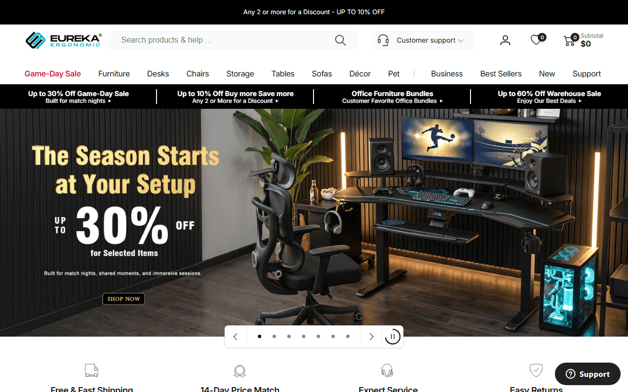 Eureka Ergonomic sponsor landing page advertised on Smosh Reads Reddit Stories