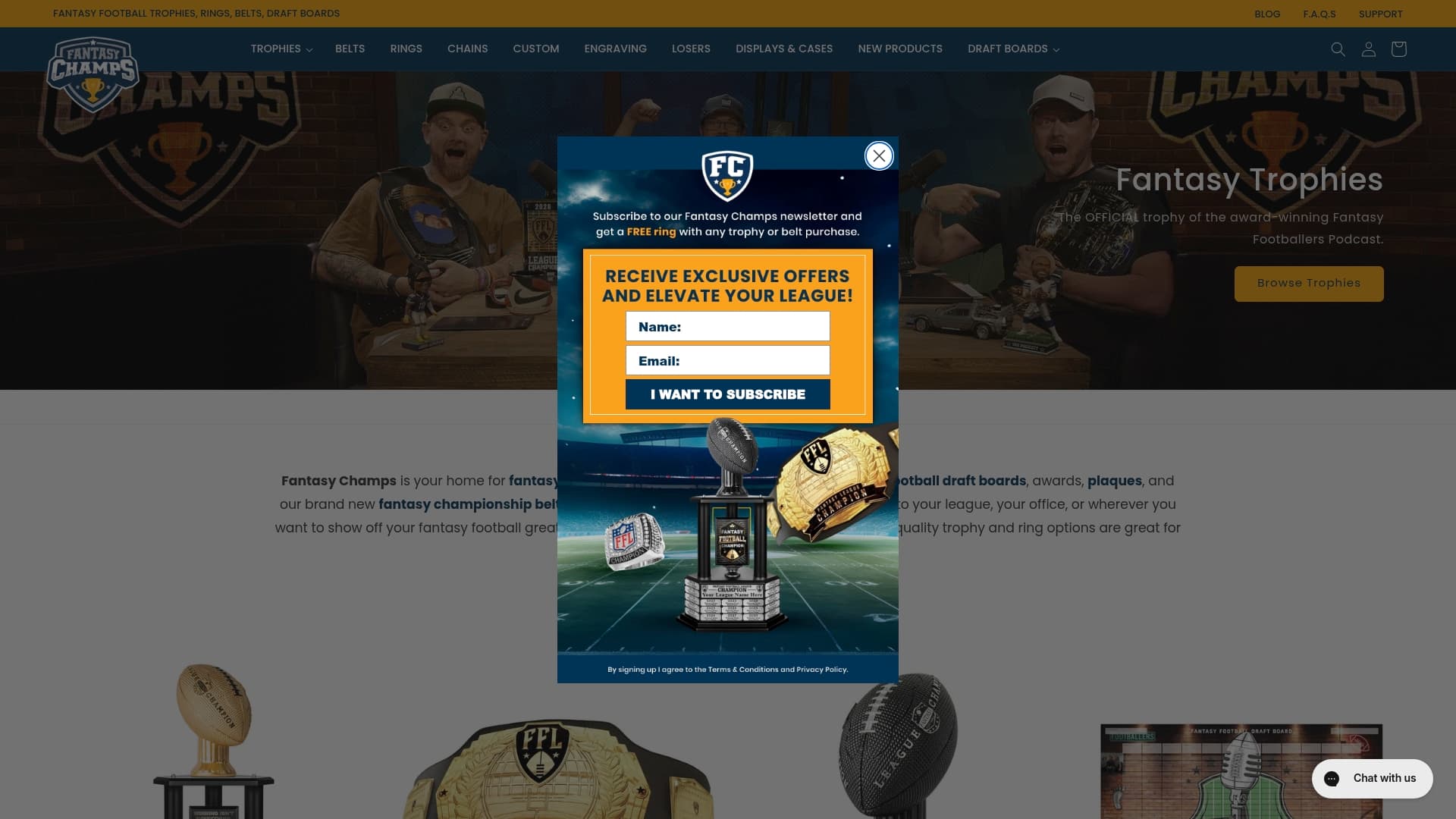 Fantasy Champs sponsor landing page advertised on Fantasy Footballers - Fantasy Football Podcast