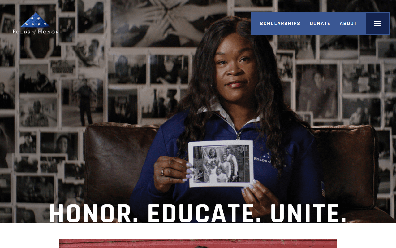 Folds of Honor sponsor landing page advertised on The Herd with Colin Cowherd