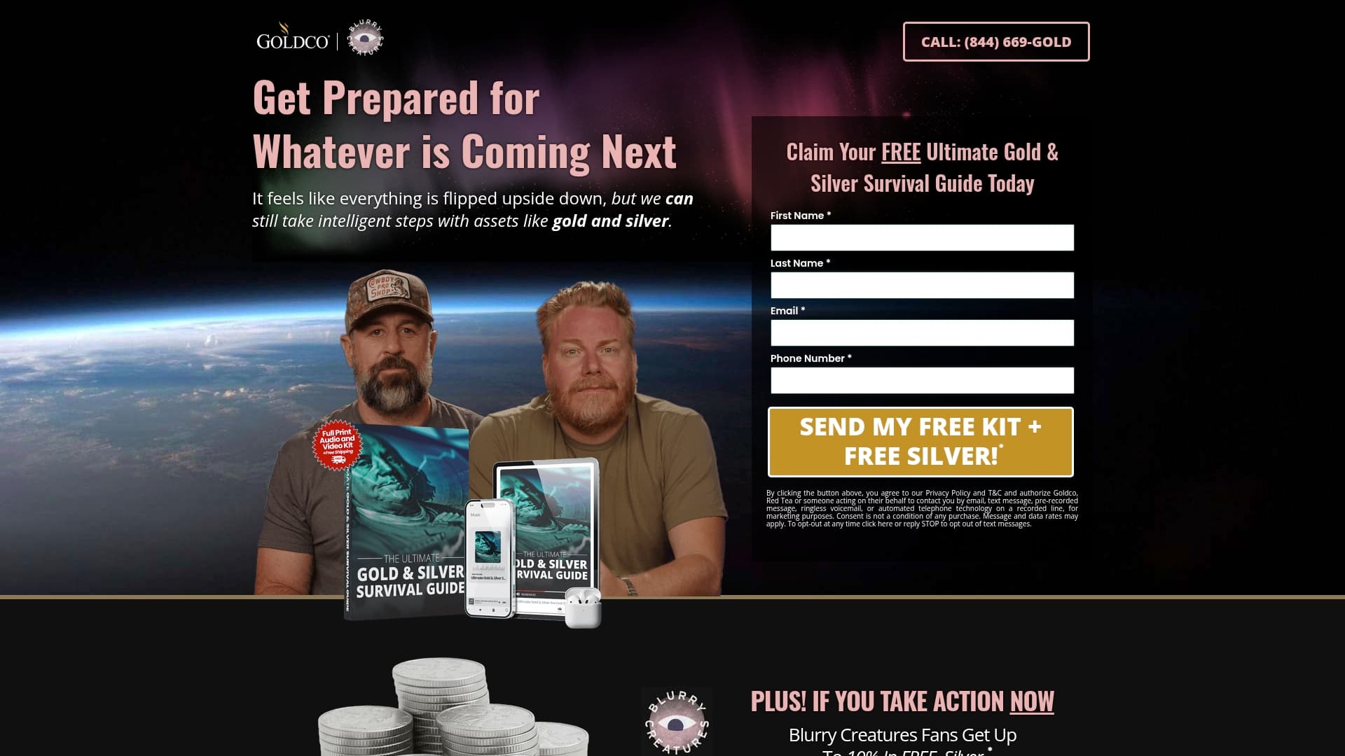 Goldco sponsor landing page advertised on Blurry Creatures