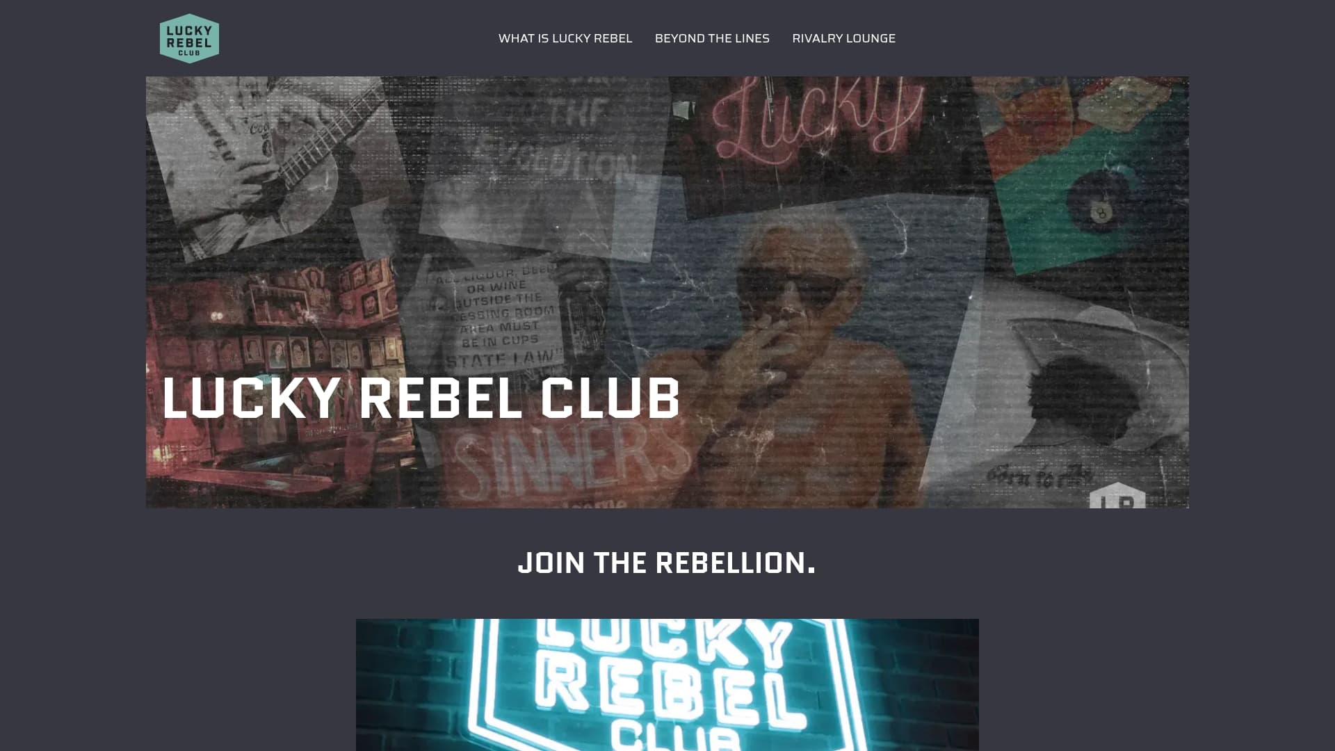 Lucky Rebel Club sponsor landing page advertised on Bulwark Takes