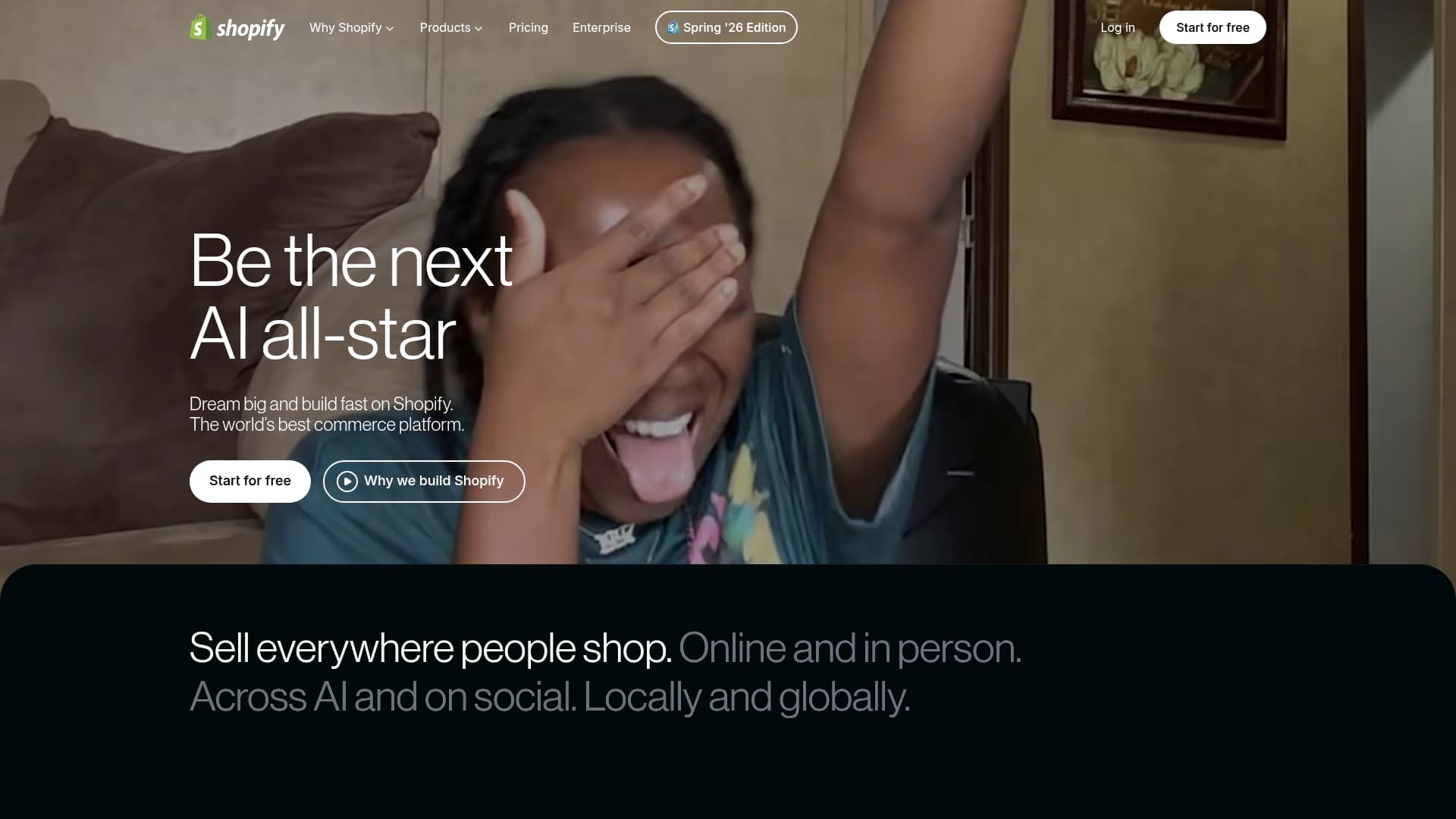 Shopify sponsor landing page advertised on Up First