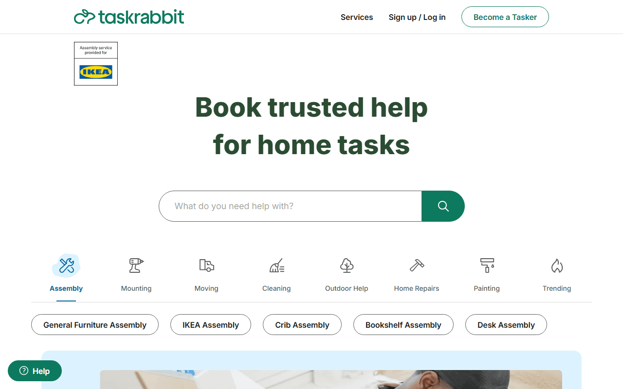TaskRabbit sponsor landing page advertised on Two Girls One Ghost