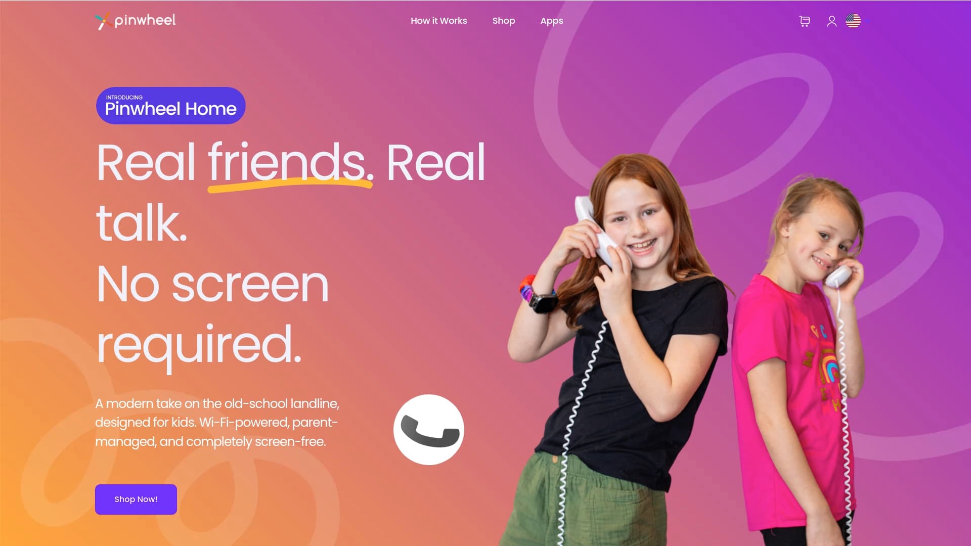 Pinwheel Home sponsor landing page advertised on Wow in the World