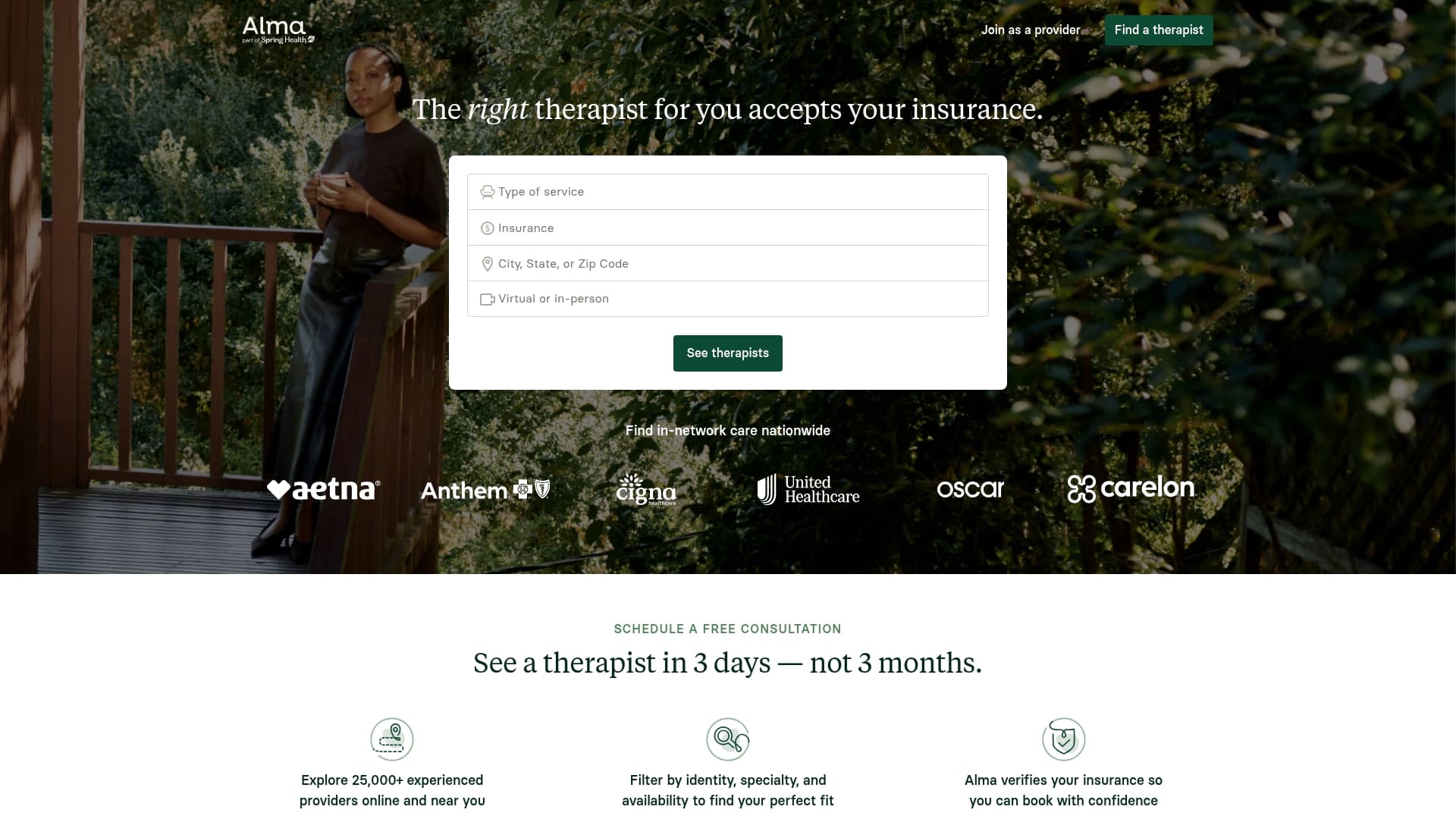 Alma sponsor landing page advertised on The Moth