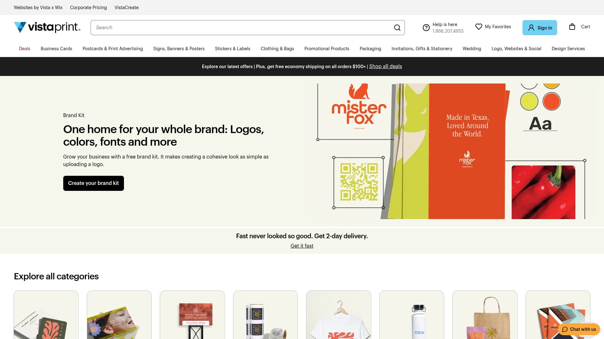 Vistaprint sponsor landing page advertised on The Moth